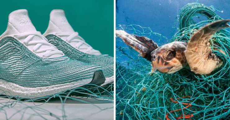 Scarpe create con scarti di reti dei pescatori