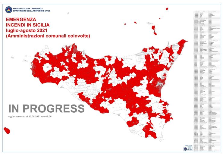 emergenza incendi sicilia 2021