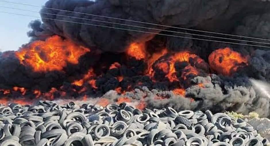 incendio kuwait pneumatici